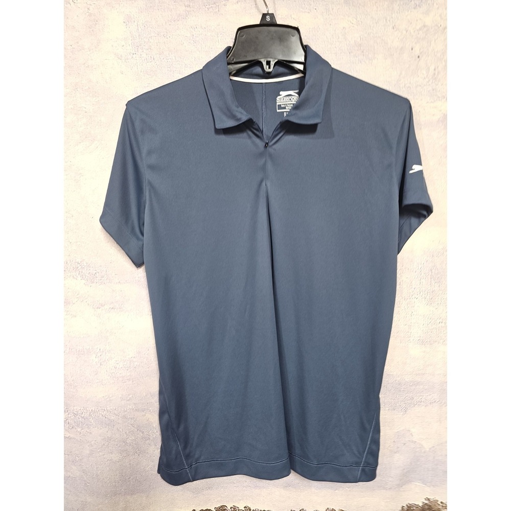 Womans Slazenger Navy Blue Size L Moister Wicking Golf Polo Shirt